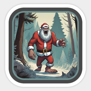 Bigfoot Santa in the Forest. Sticker